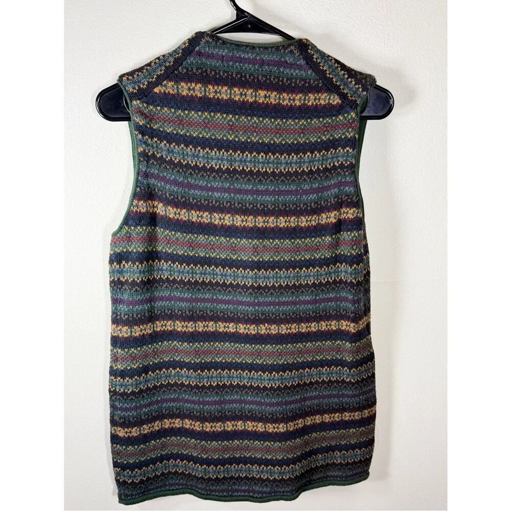 Vintage Harold’s  Sweater Vest Men’s L Multicolor Stripe Button Front Fair Isle